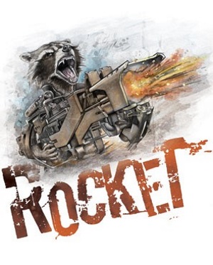 Rocket Raccoon White T-Shirt - Click Image to Close